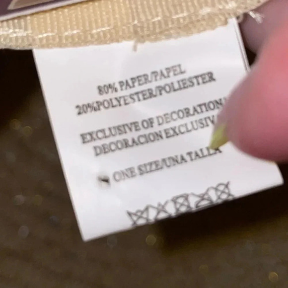 - WIDE BRIM STRAW HAT WITH METALLIC GOLD ALOHA WRITTEN IN SCRIPT - Picture 4 of 9